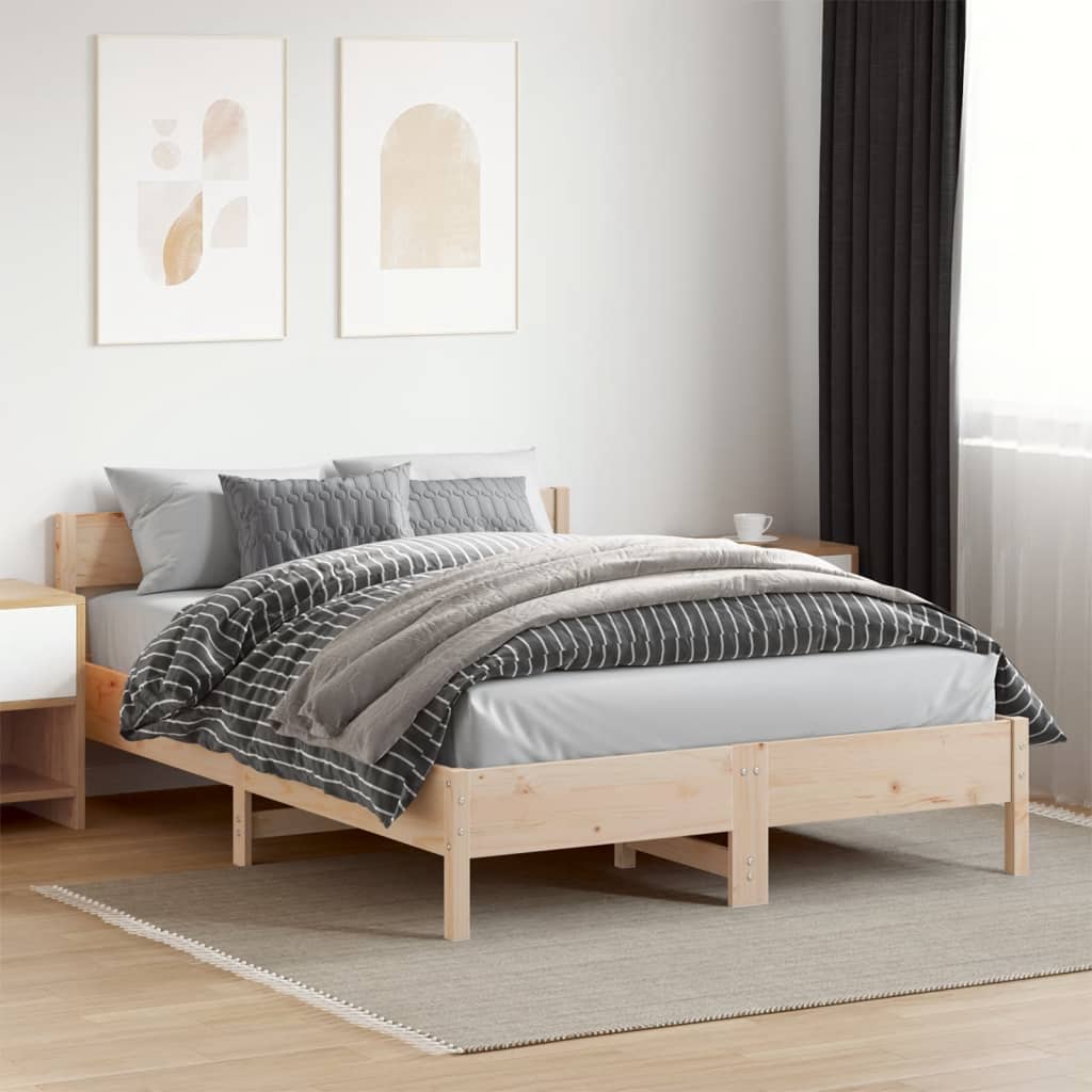 Cama sem colchão 140x200 cm madeira de pinho maciça