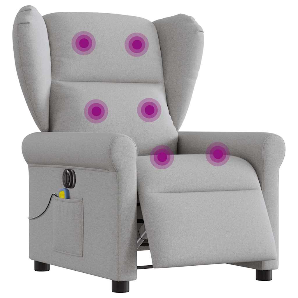 Poltrona massagens reclinável elétrica tecido cinzento-nublado
