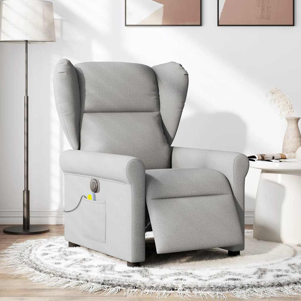 Poltrona massagens reclinável elétrica tecido cinzento-nublado