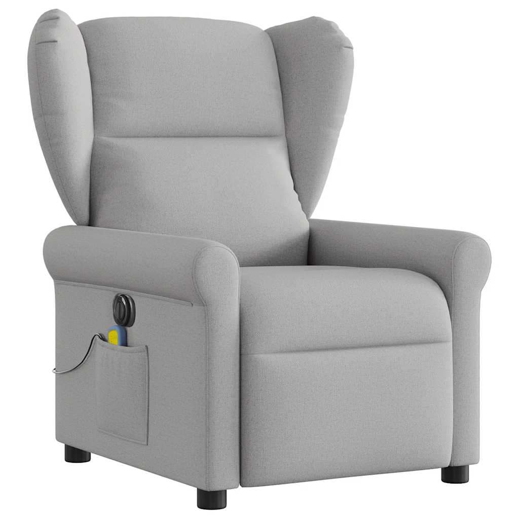 Poltrona massagens reclinável elétrica tecido cinzento-nublado