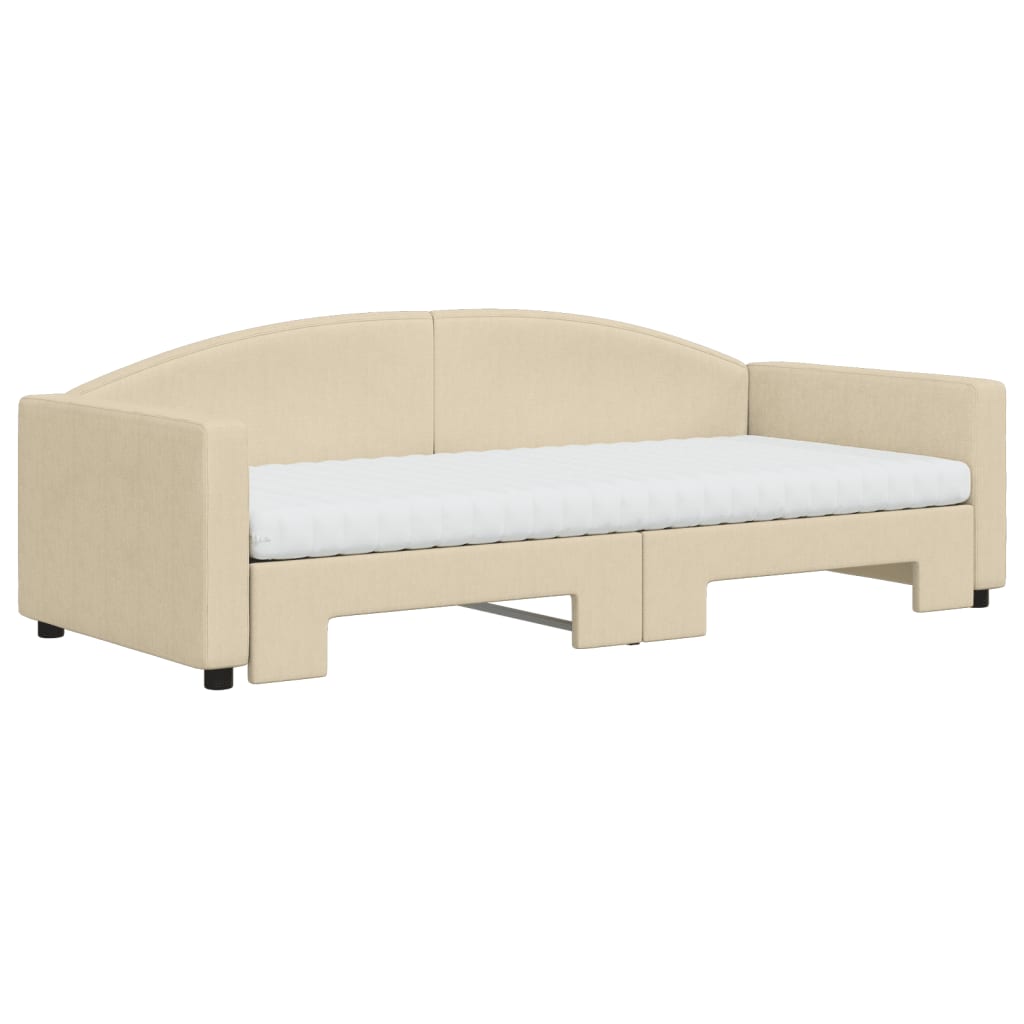 Sofá-cama c/ gavetão e colchões 90x200 cm tecido cor creme