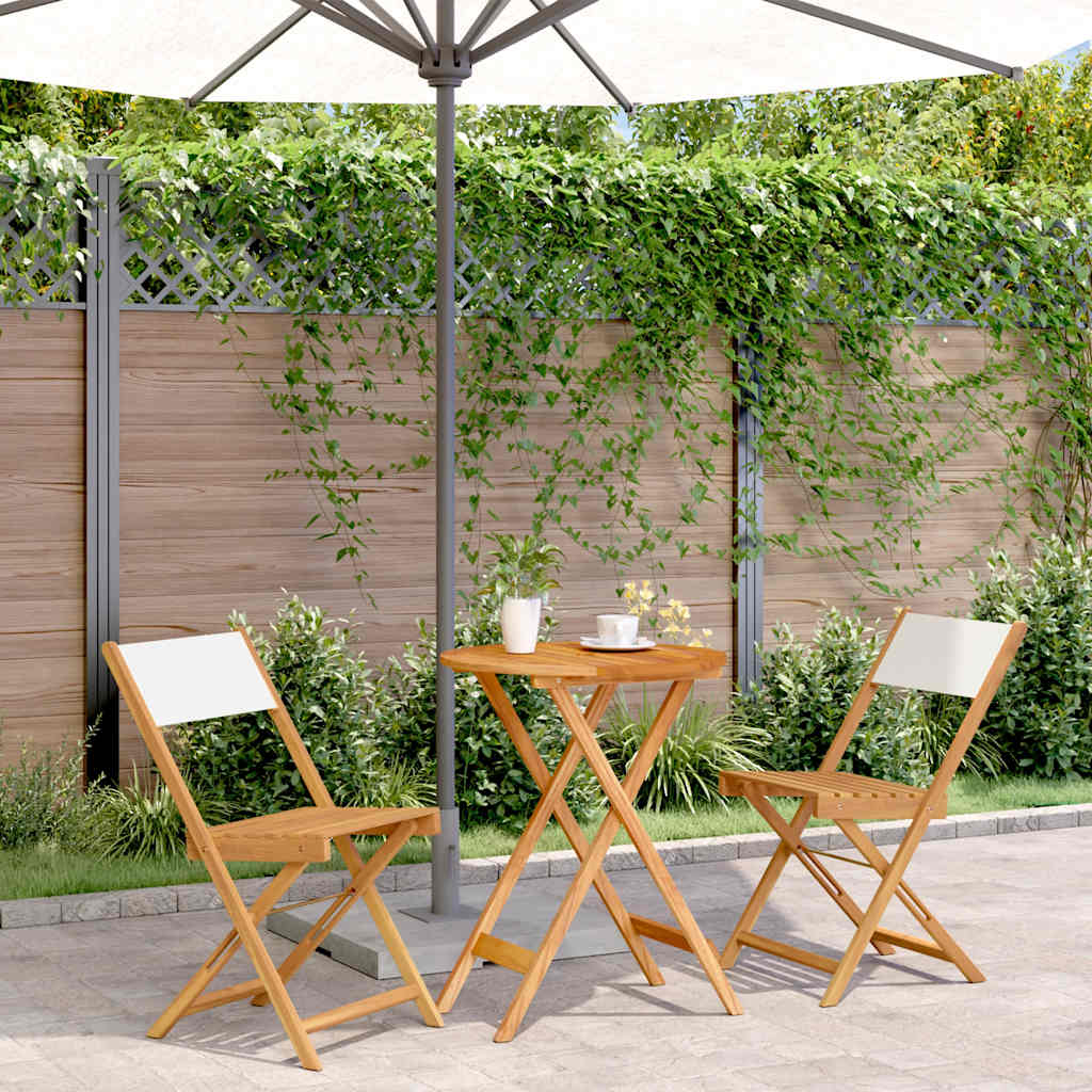 3 Pcs conjunto de bistrô tecido e madeira maciça branco nata