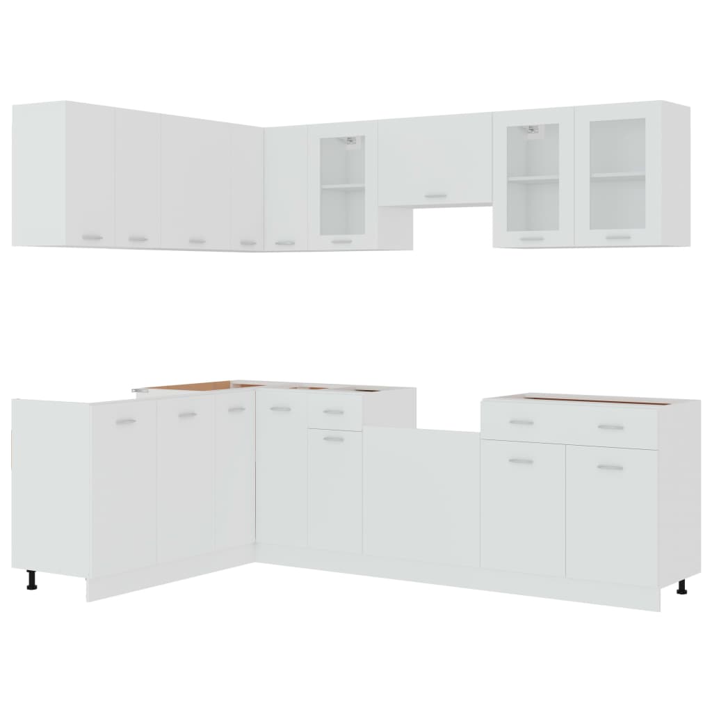 11 Pcs conjunto armários de cozinha derivados de madeira lyon branco