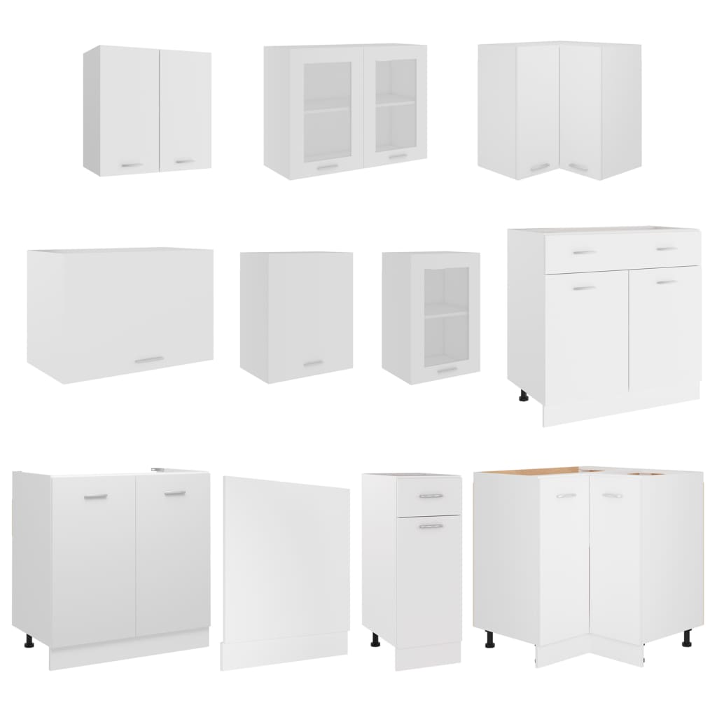 11 Pcs conjunto armários de cozinha derivados de madeira lyon branco