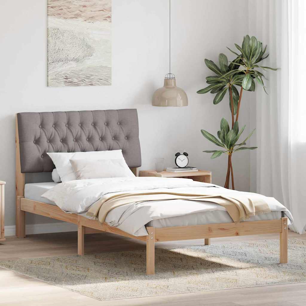 Estrutura de cama com cabeceira estofada castanho 100 x 200 cm