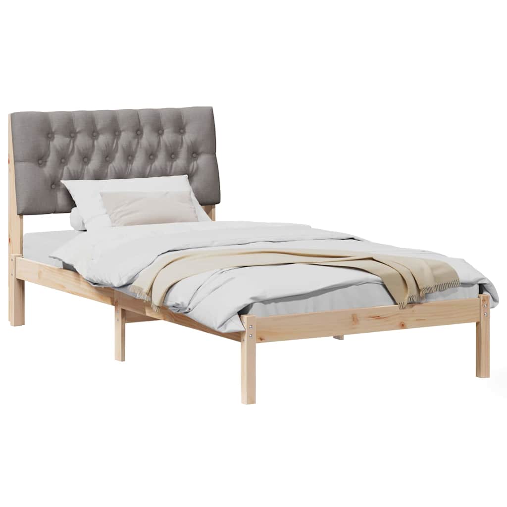 Estrutura de cama com cabeceira estofada castanho 100 x 200 cm