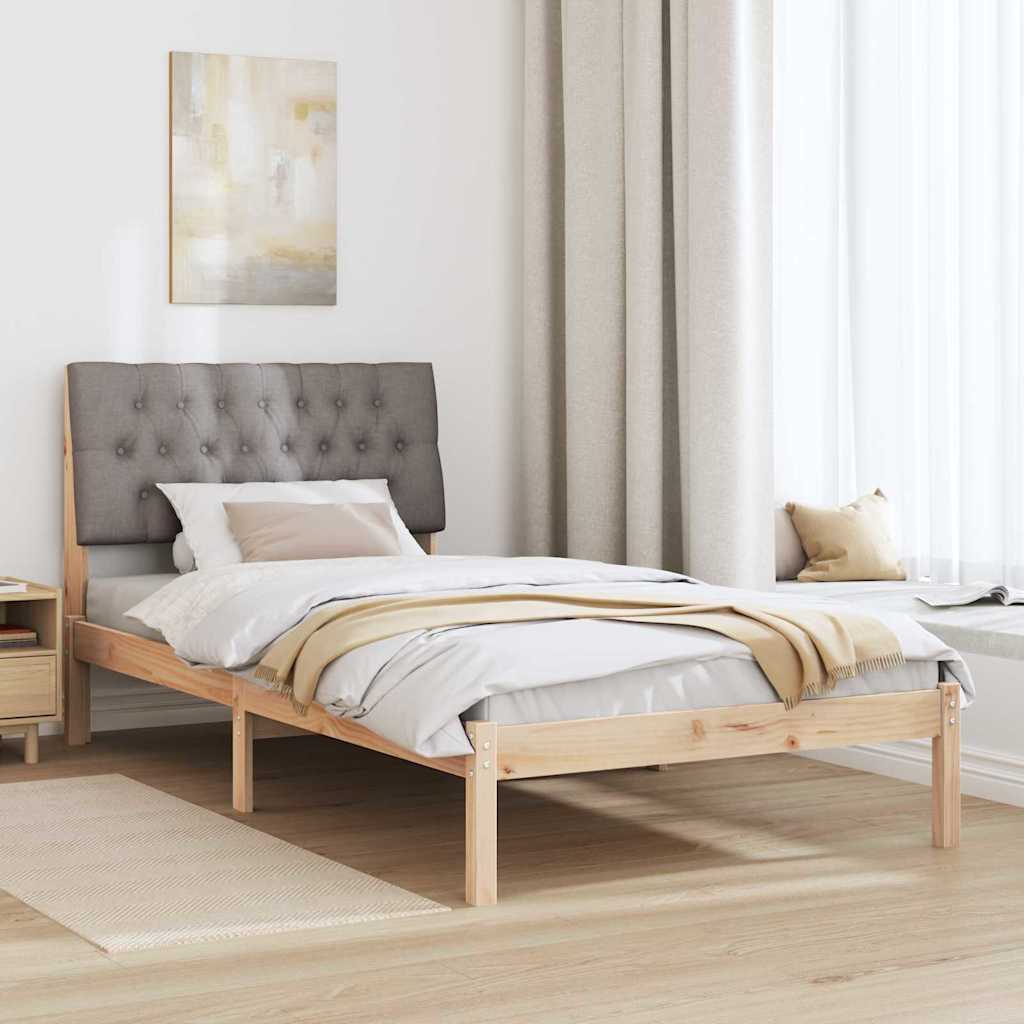 Estrutura de cama com cabeceira estofada castanho 100 x 200 cm