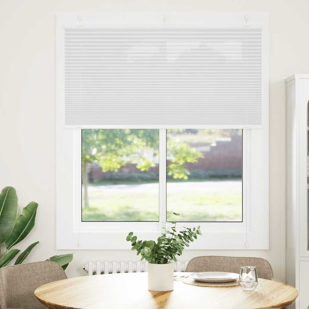 Branco plissada cega 115x100cm largura tecido 114,4cm poliéster