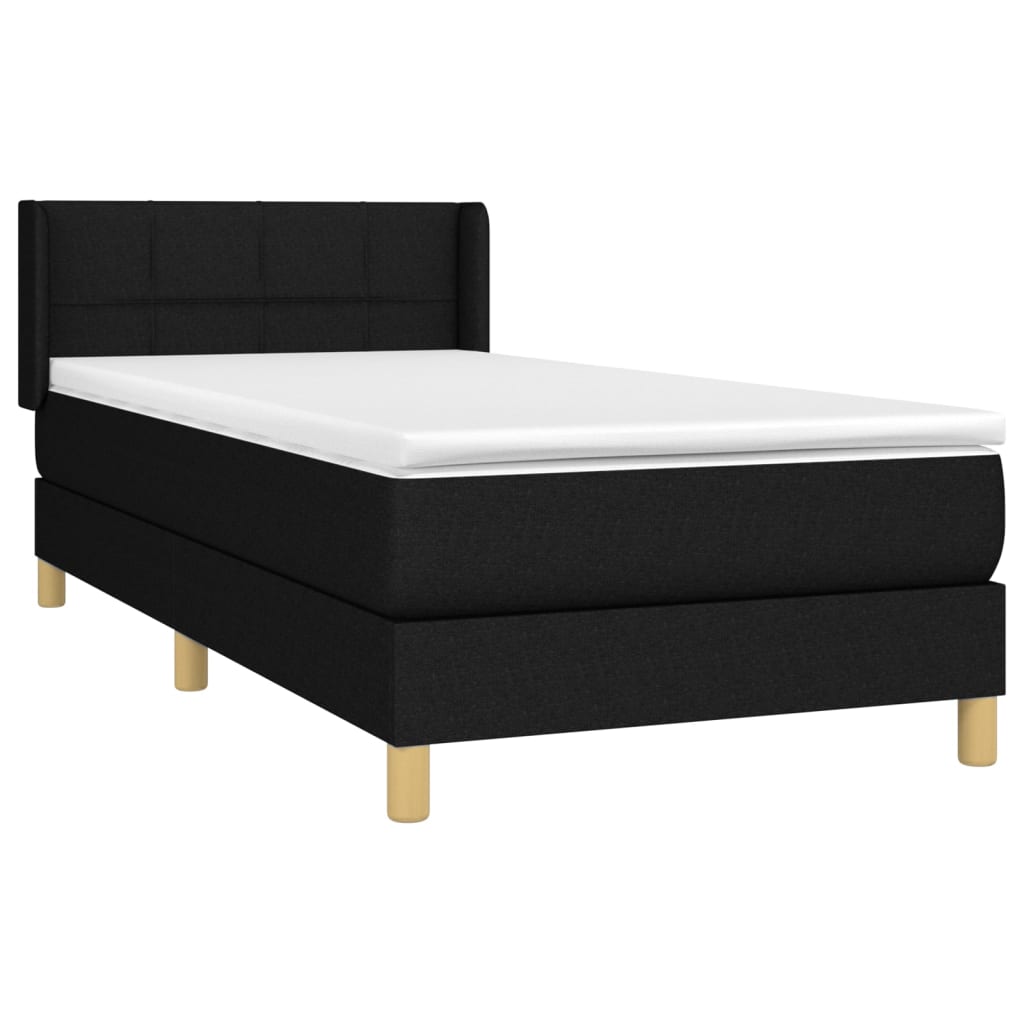 Cama com molas/colchão 100x200 cm tecido preto