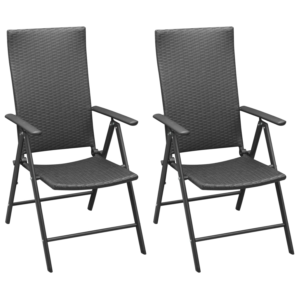 3 Pcs conjunto de jantar para jardim preto