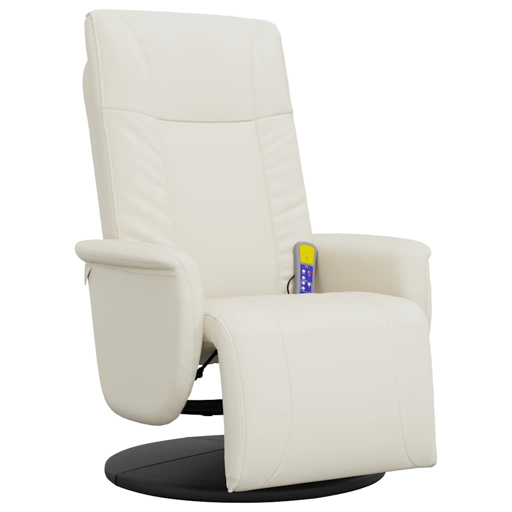 Cadeira massagens reclinável c/apoio pés couro artificial creme