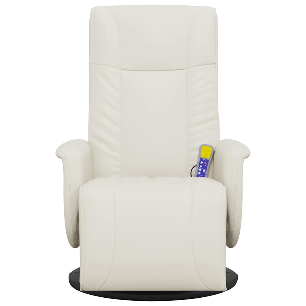 Cadeira massagens reclinável c/apoio pés couro artificial creme