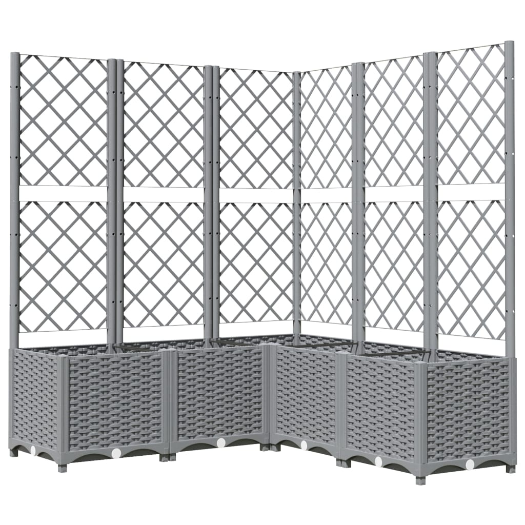 Vaso/floreira jardim c/ treliça 120x120x136 cm PP cinza-claro