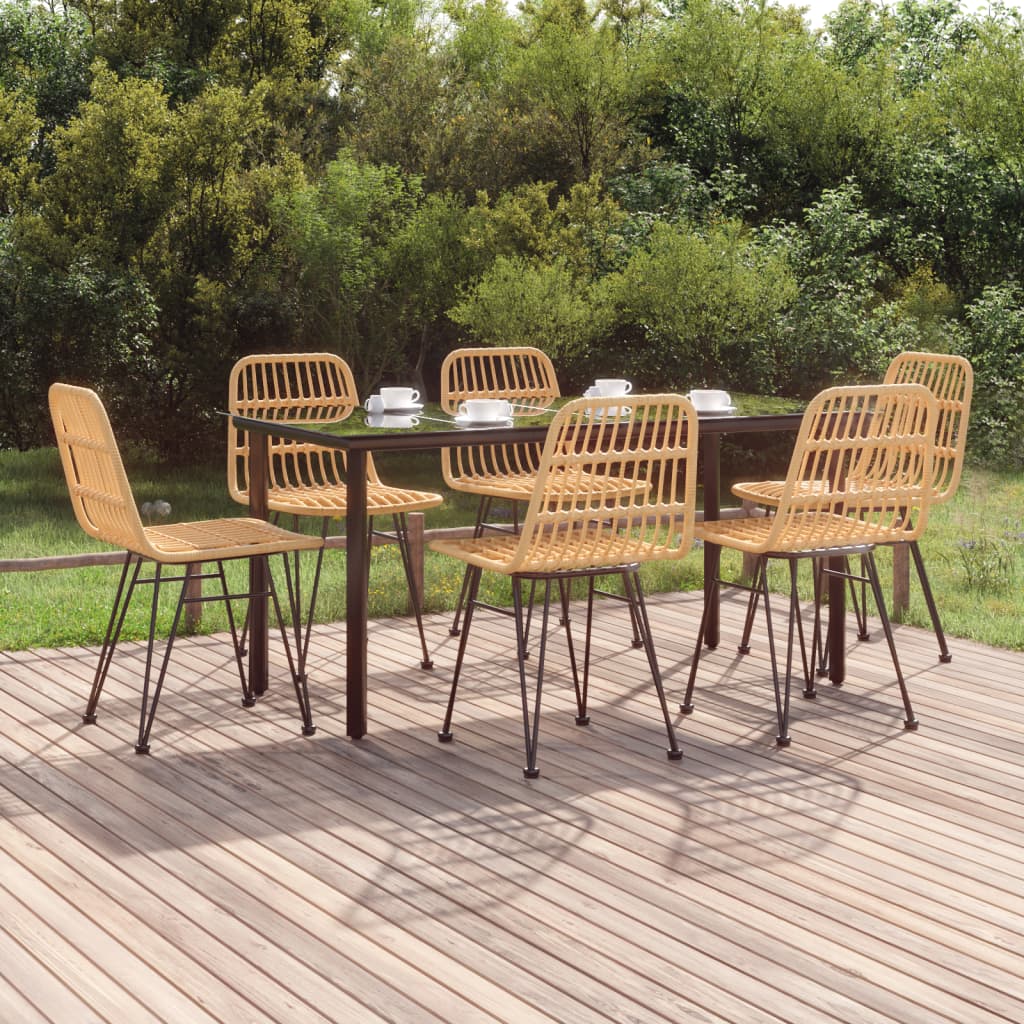 7 Pcs conjunto de jantar para jardim vime PE