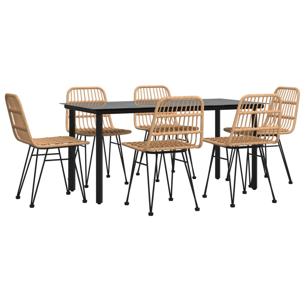 7 Pcs conjunto de jantar para jardim vime PE