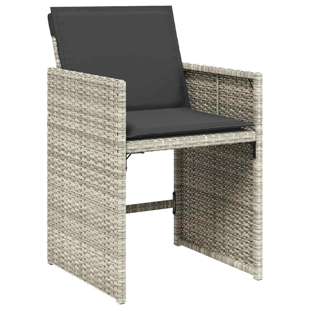 9 Pcs conjunto de jantar p/ jardim c/ almofadões cinzento claro