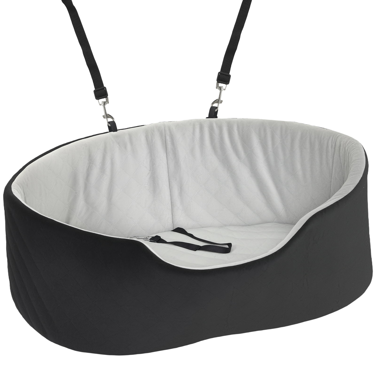 Assento de carro para cães pequenos e médios até 15 kg com capa removível e lavável cinto de segurança e base antiderrapante 77x43x28 cm preto