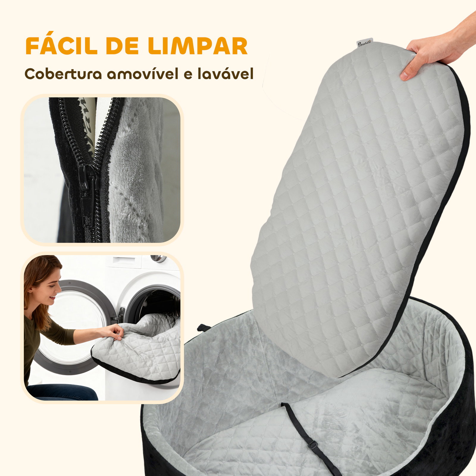Assento de carro para cães pequenos e médios até 15 kg com capa removível e lavável cinto de segurança e base antiderrapante 77x43x28 cm preto
