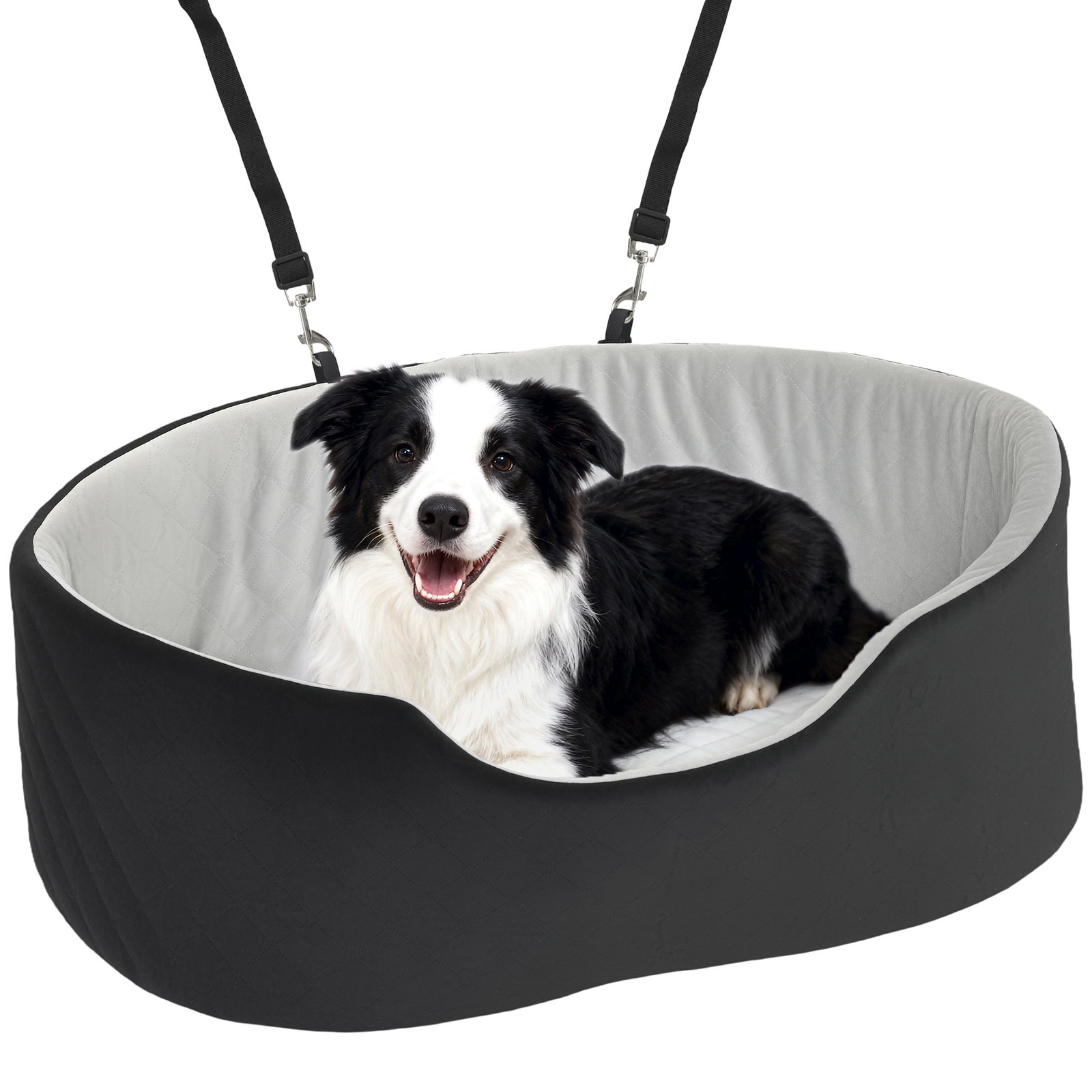 Assento de carro para cães pequenos e médios até 15 kg com capa removível e lavável cinto de segurança e base antiderrapante 77x43x28 cm preto