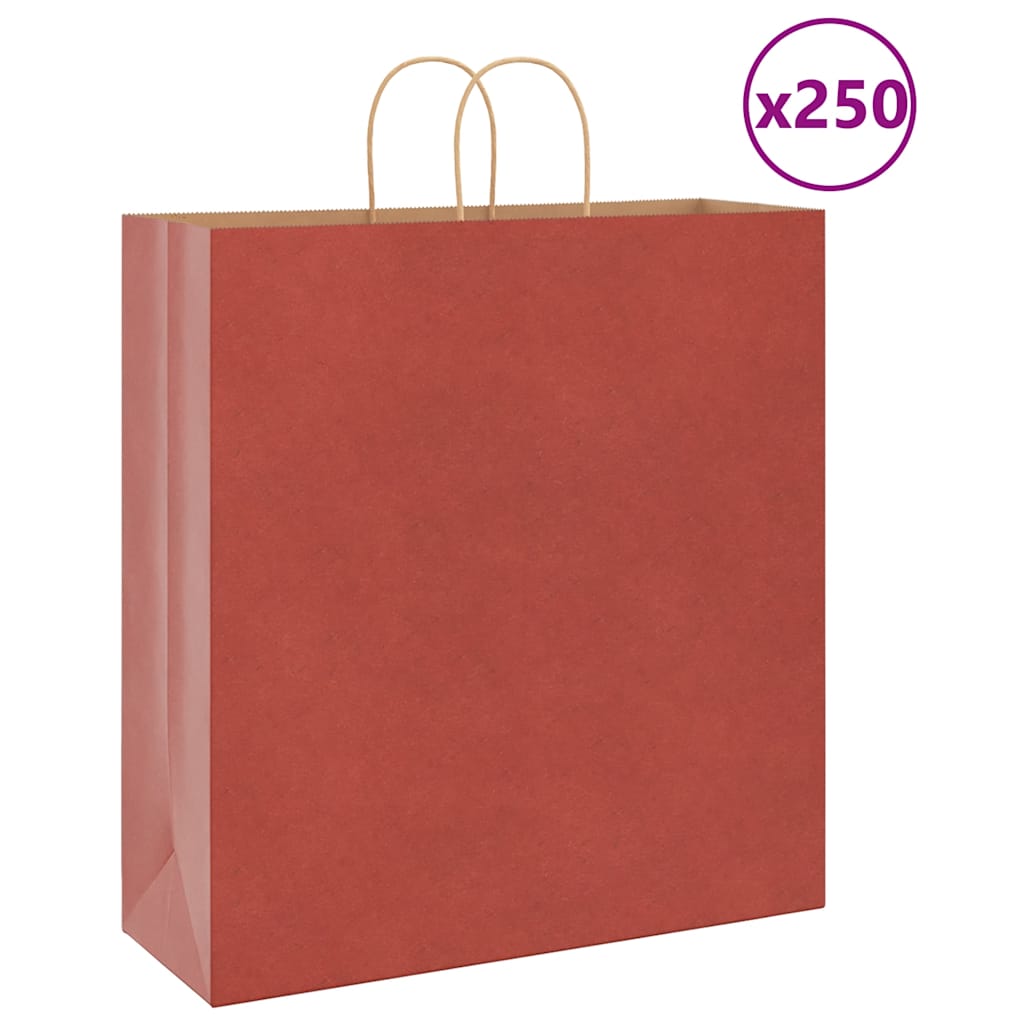 Sacos de papel 250 unid com alças vermelhas 45x17x48 cm
