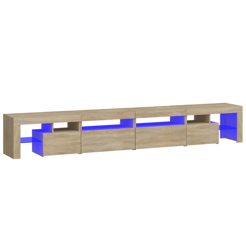 Móvel de TV com luzes LED 260x36,5x40 cm carvalho sonoma