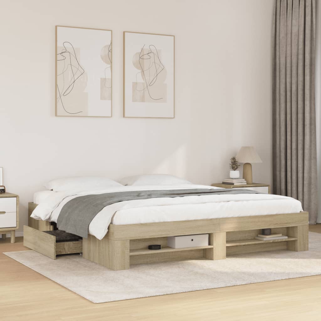 Estrutura cama s/ colchão 180x200cm carvalho sonoma