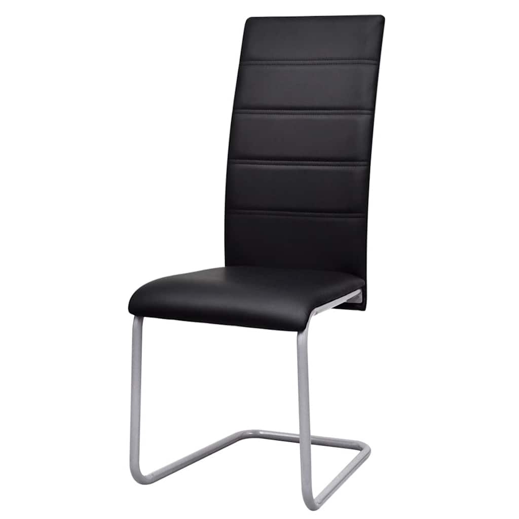 Cadeiras de jantar cantilever 2 pcs couro artificial preto