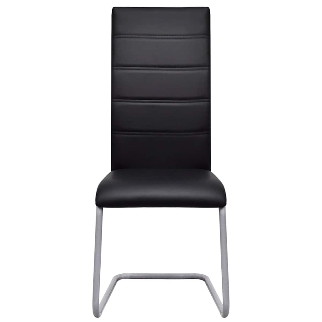 Cadeiras de jantar cantilever 2 pcs couro artificial preto