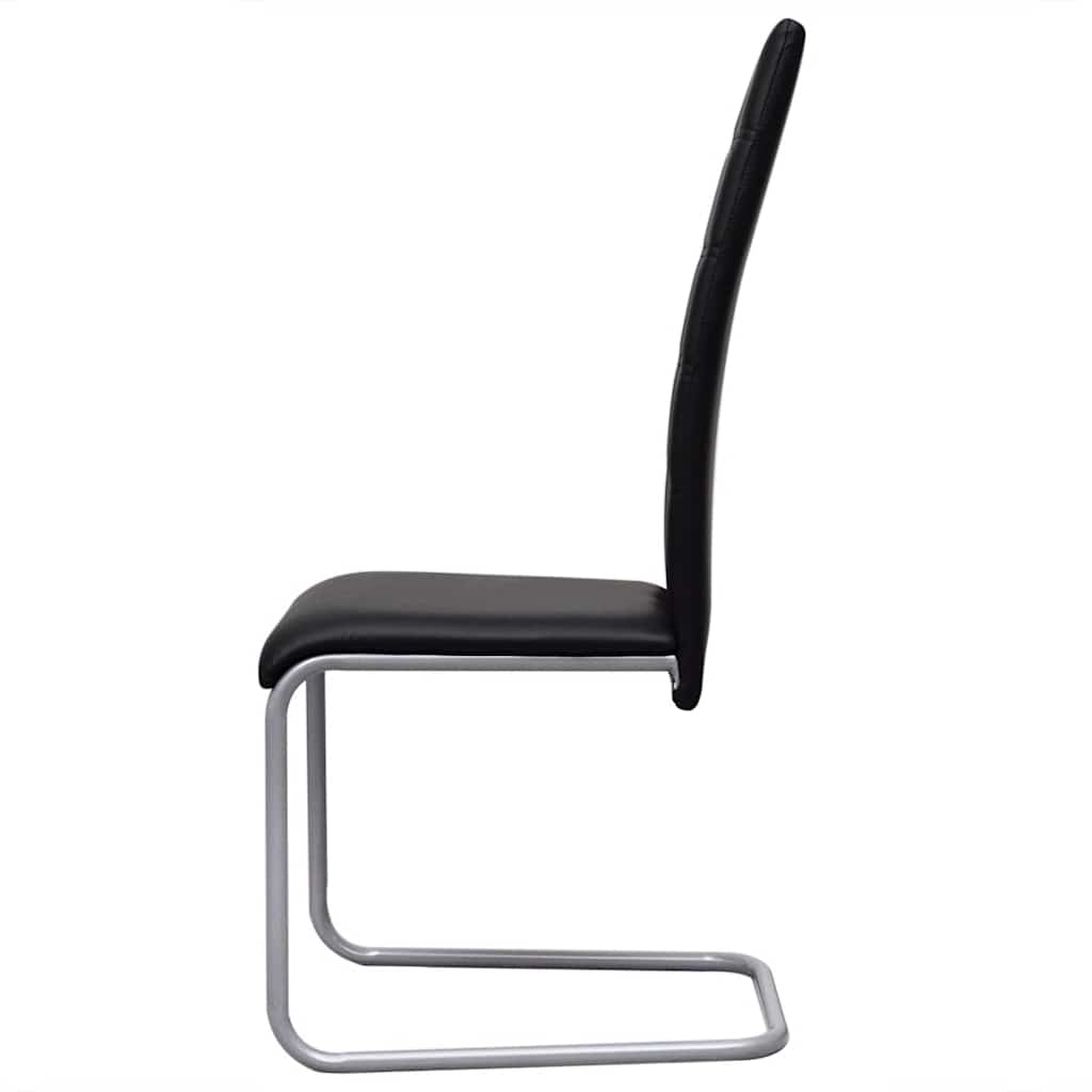 Cadeiras de jantar cantilever 2 pcs couro artificial preto
