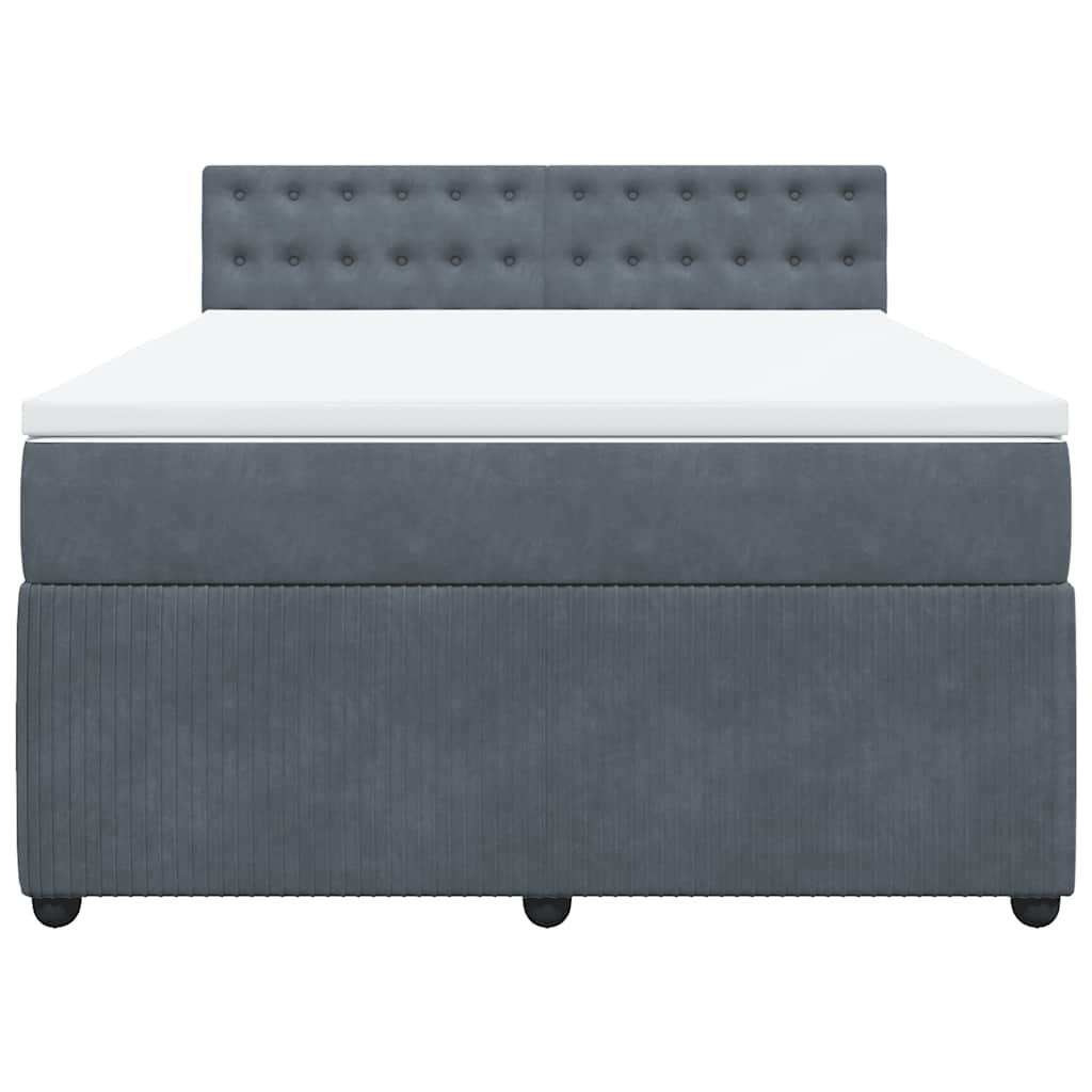 Cama com molas/colchão 140x190 cm veludo cinzento-escuro