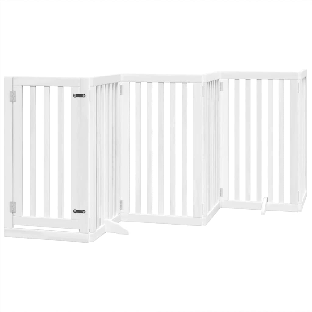 Portão p/ cães com porta dobrável 9 painéis 450 cm álamo branco