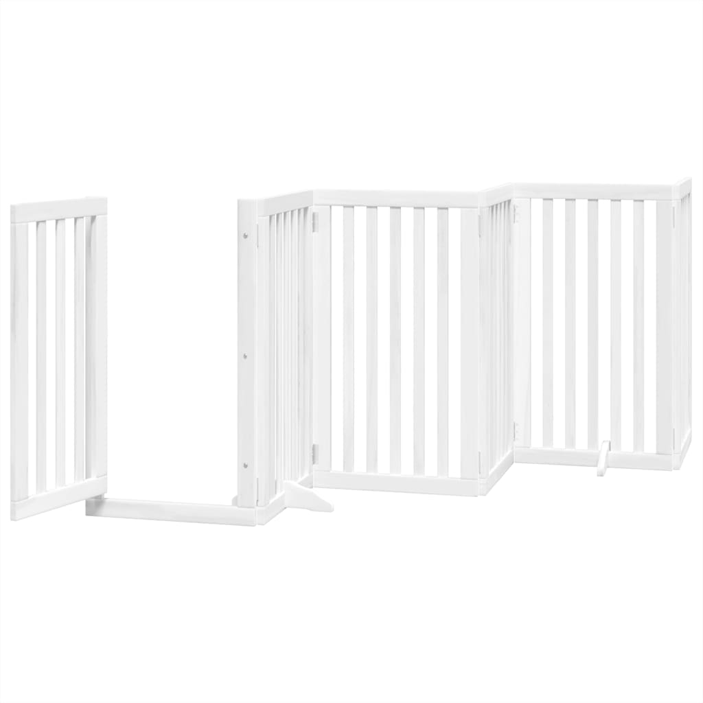 Portão p/ cães com porta dobrável 9 painéis 450 cm álamo branco