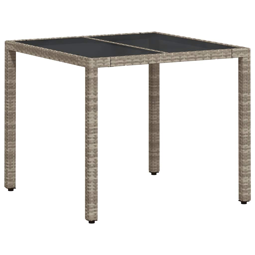 3 Pcs conjunto jantar jardim c/ almofadões PE/vidro cinza claro