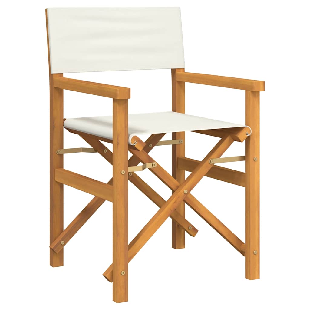 Cadeiras de realizador dobráveis 2 pcs teca maciça cor creme