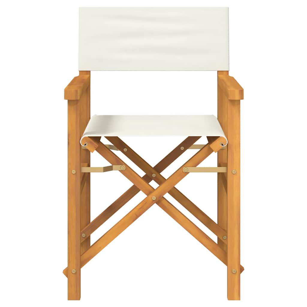 Cadeiras de realizador dobráveis 2 pcs teca maciça cor creme