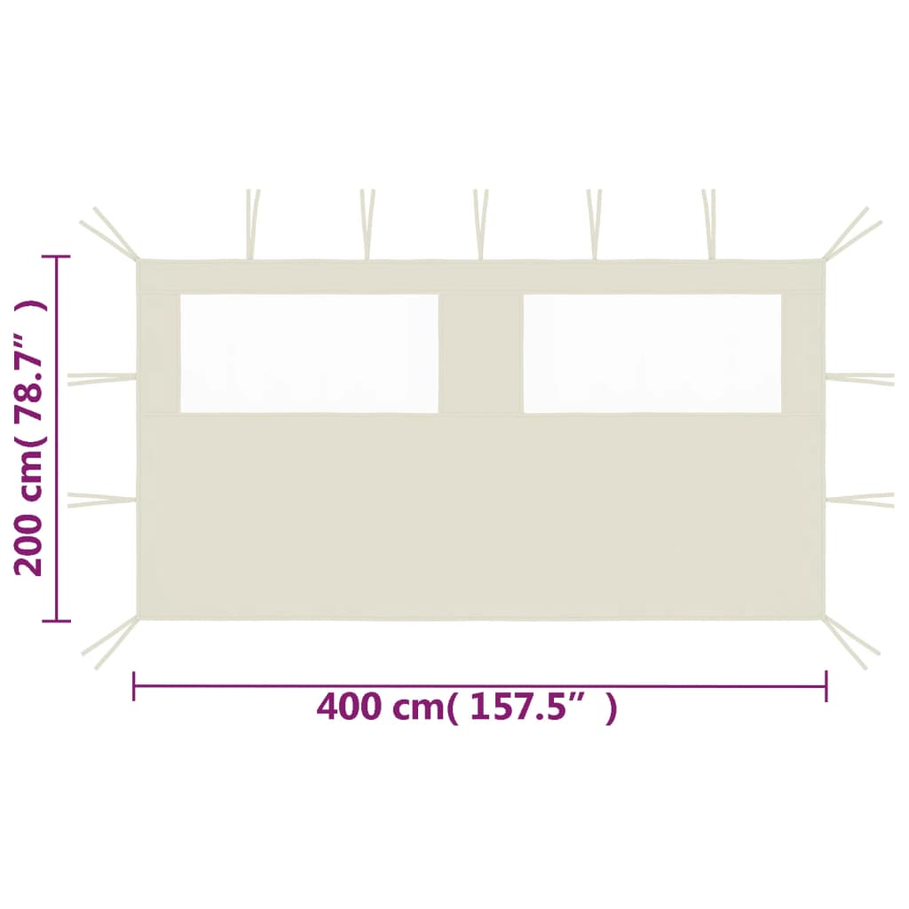 Paredes laterais para gazebo com janelas 4x2 cor creme