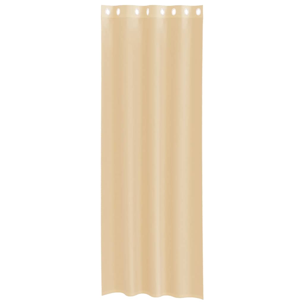 Cortinas de voile com ilhós 2 pcs areia