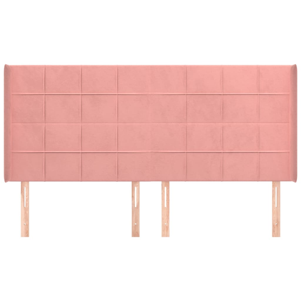 Cabeceira cama c/ abas veludo 183x16x118/128 cm rosa