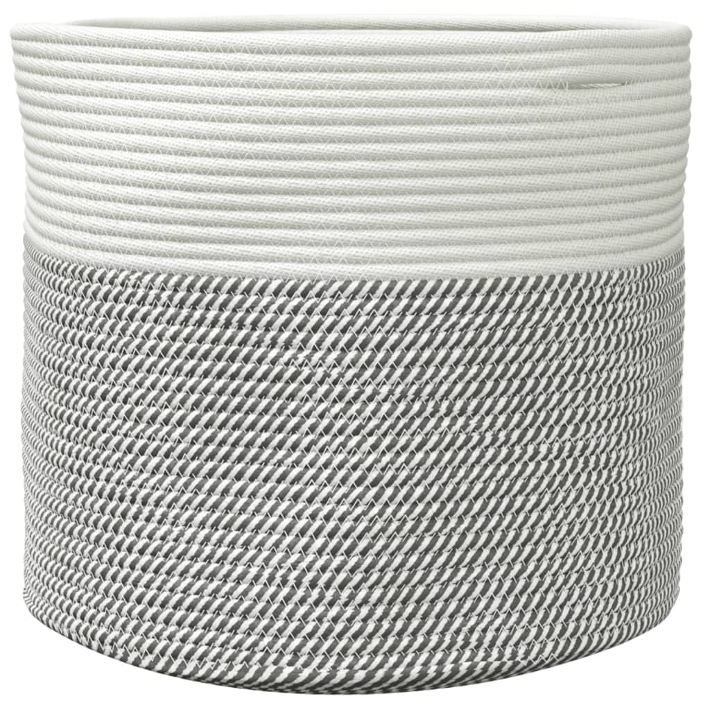 Cesto de arrumação ø40x35 cm algodão cinzento e branco