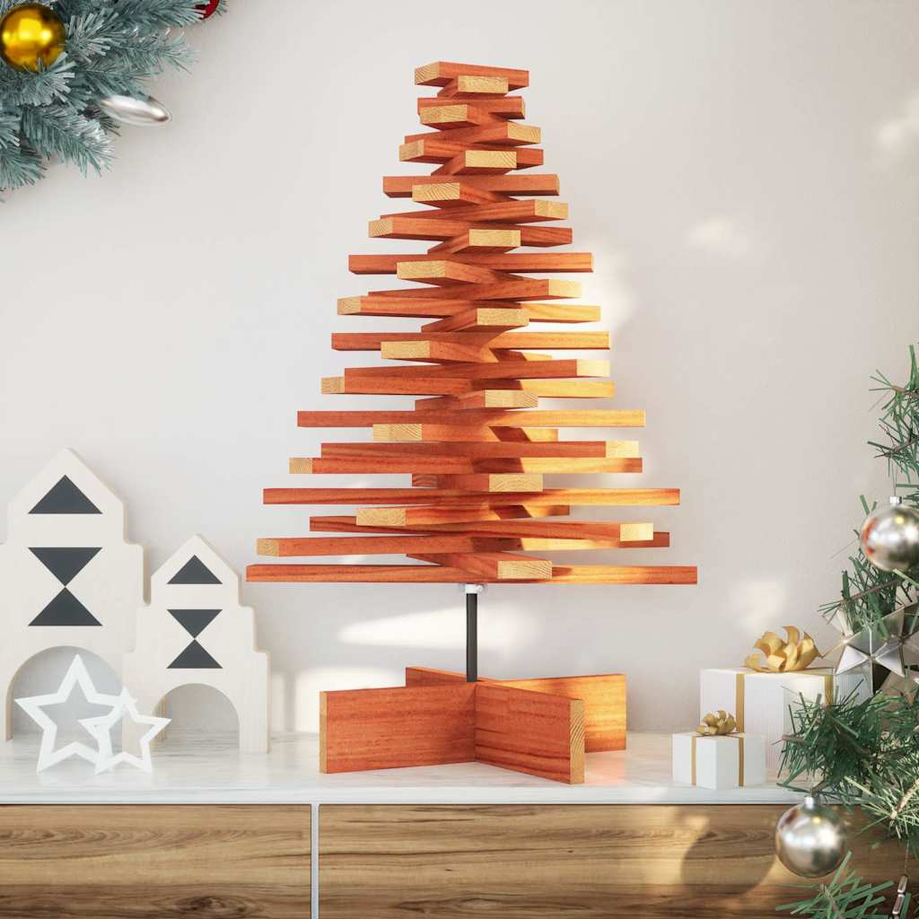 Árvore de natal decorativa 80 cm pinho maciço castanho-mel