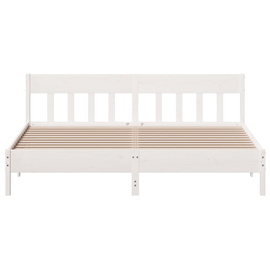 Cama sem colchão 200x200 cm madeira de pinho maciça branco
