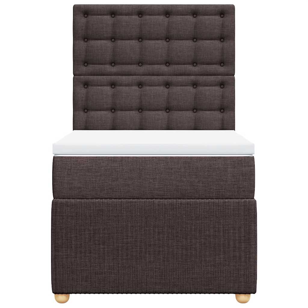 Cama com molas/colchão 100x200 cm tecido castanho-escuro