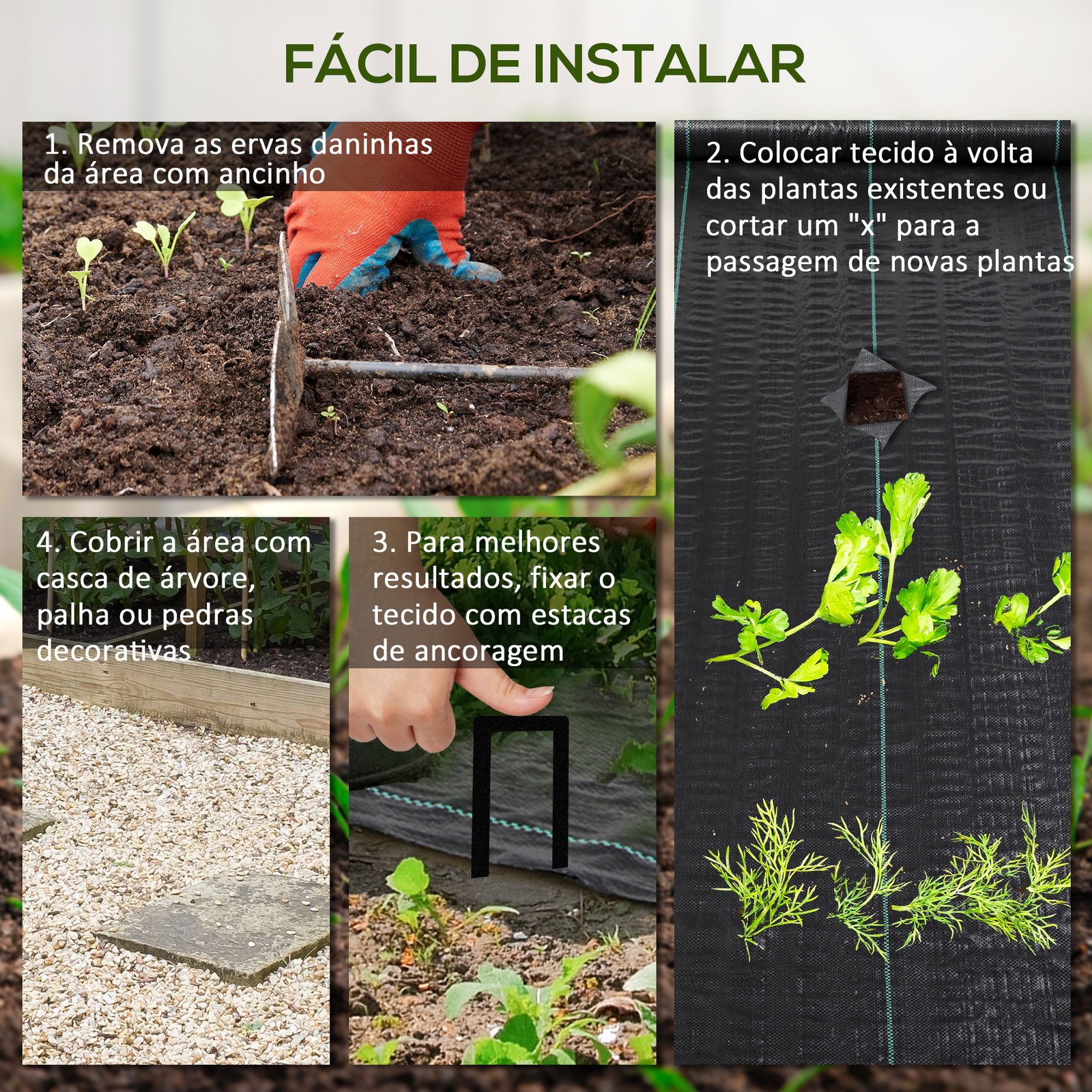 Rolo de malha anti-ervas 1x100 m malha geotêxtil 60 g/m² para controlo de ervas daninhas de jardim malha anti-ervas preta
