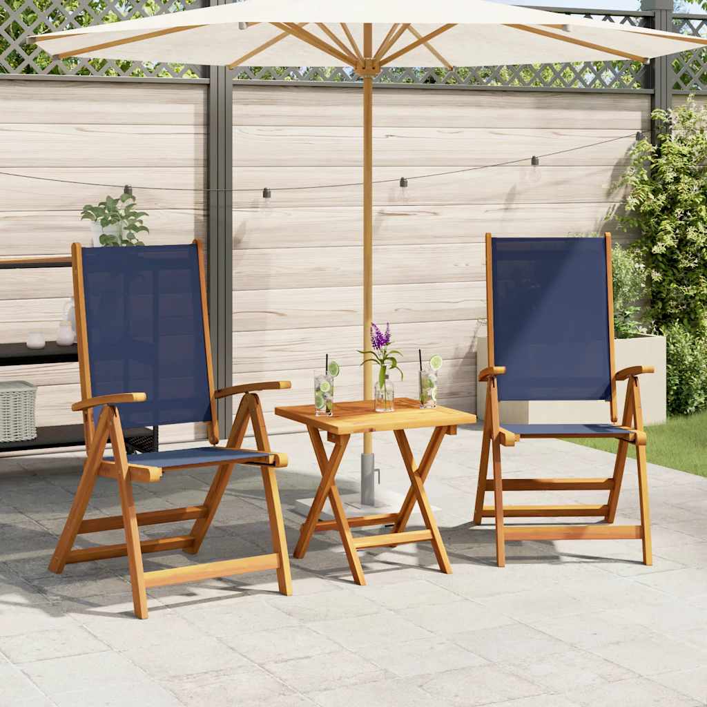 Cadeiras de jardim dobráveis 2 pcs acácia maciça e textilene