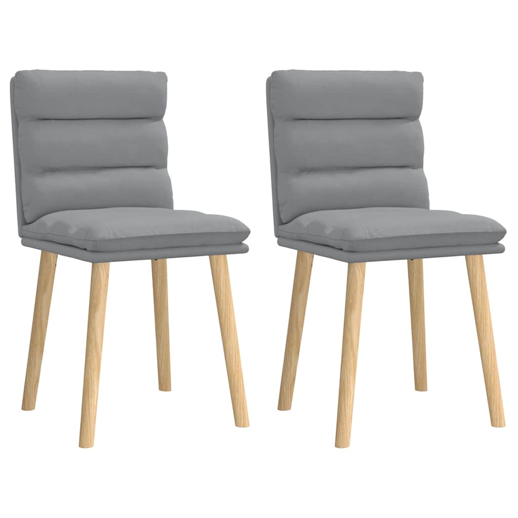 Cadeiras de jantar 2 pcs tecido cinzento-claro
