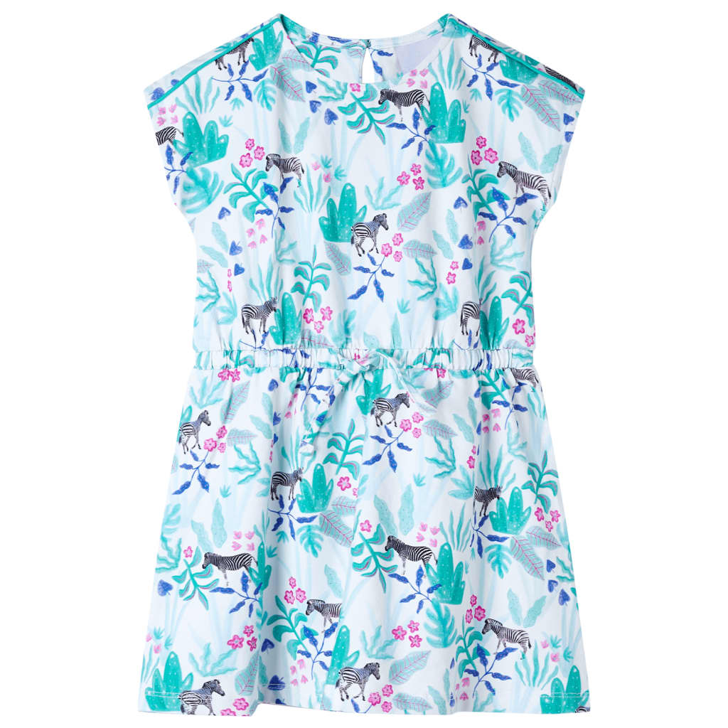 Vestido para criança cor cru e menta-escuro 104