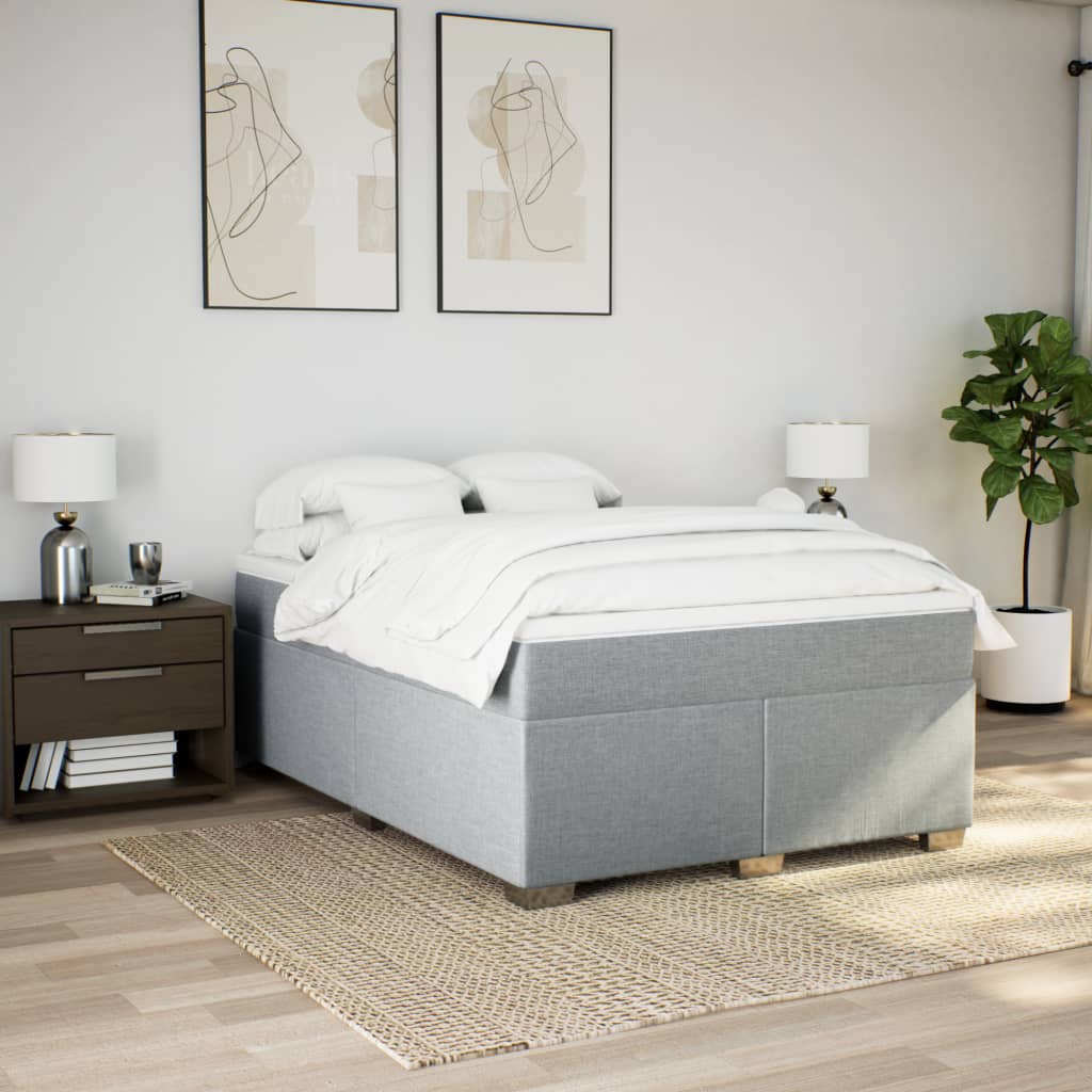 Cama com molas/colchão 140x200 cm tecido cinzento-claro
