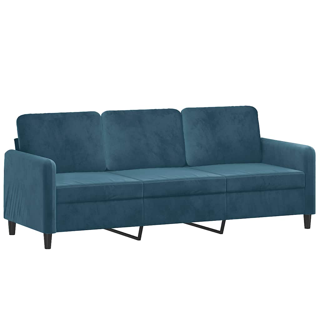 3 Pcs conjunto de sofás com almofadas veludo azul