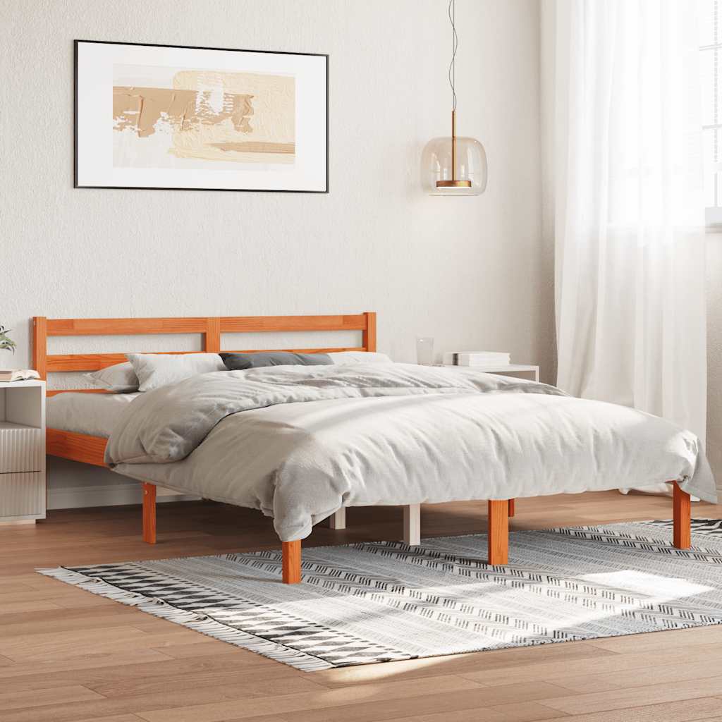 Cama sem colchão 120x190 cm madeira pinho maciça castanho-mel