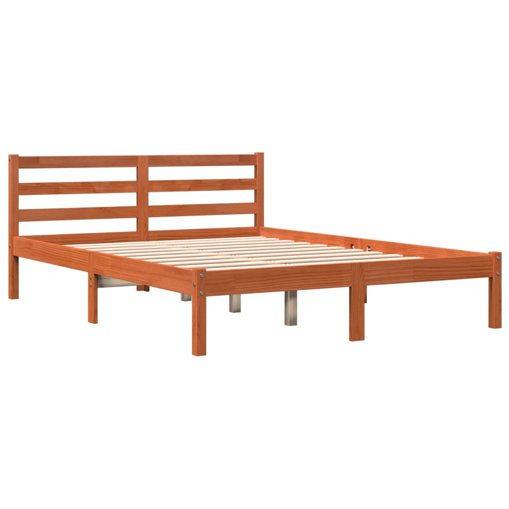 Cama sem colchão 120x190 cm madeira pinho maciça castanho-mel
